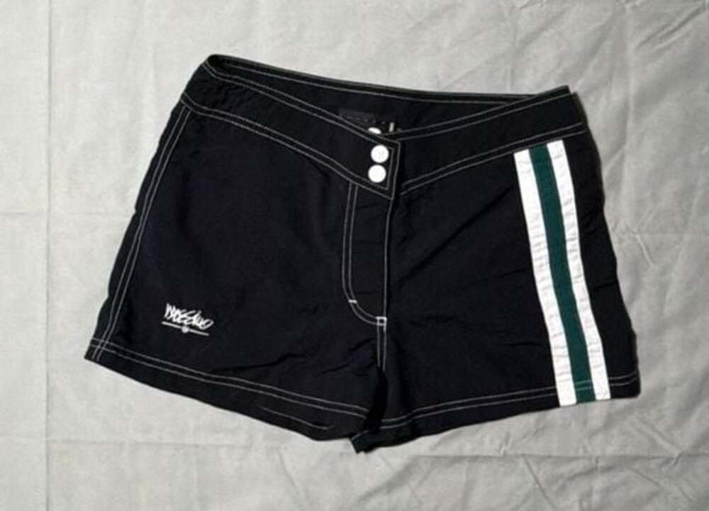 Vintage Mossimo Women's Size S Black Board Shorts with Side Stripe